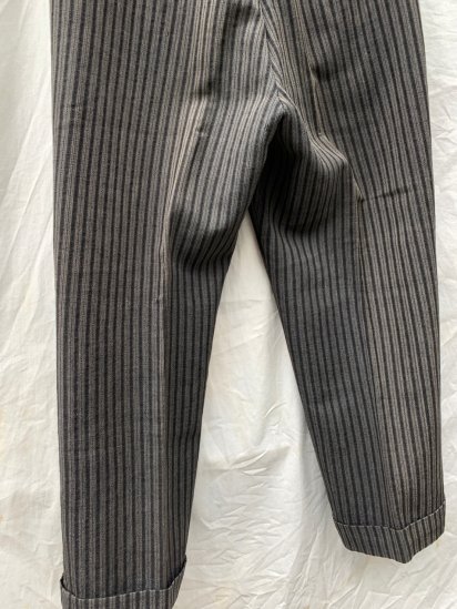 40-50's French Vintage Wool Stripe Work Trousers 