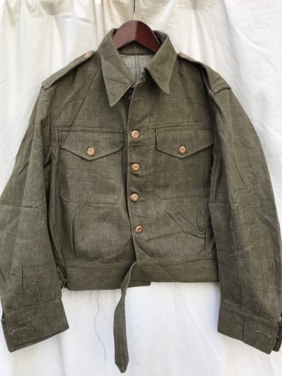 Dead Stock 50's Vintage  British Army Battle Dress Uniform Green Denim Jacket (Size: 6)
