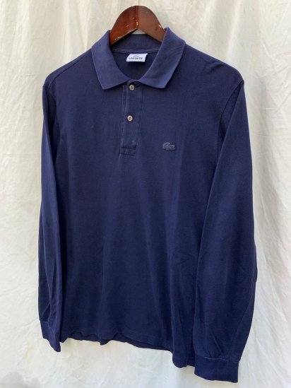 <img class='new_mark_img1' src='https://img.shop-pro.jp/img/new/icons50.gif' style='border:none;display:inline;margin:0px;padding:0px;width:auto;' />00's Lacoste Moss Stitch L/S Polo Shirts Overdyed Navy (SIZE : 3)
