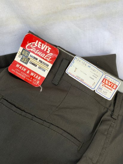 Dead Stock 1960's LEVI'S CASUALS BIG“E” P/C Trousers Dark Olive (SIZE:  34×34) - ILLMINATE Official Online Shop