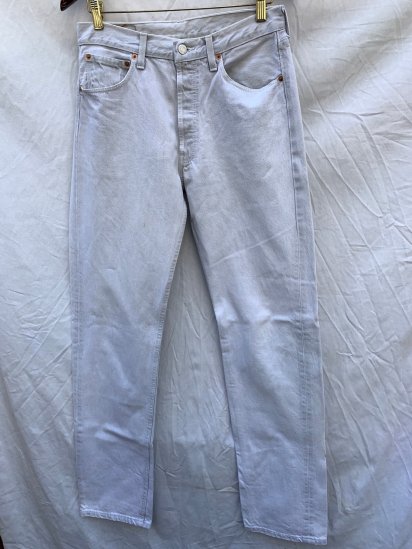 Old Euro Levi's 501 Denim Pants Made in UK Pale Glay (Size : 31 x 34)