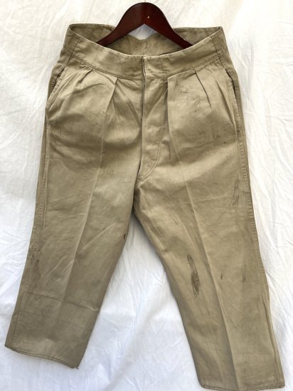 40's Vintage British Indian Army Khaki Drill Trousers (SIZE : 32  23 1/2)