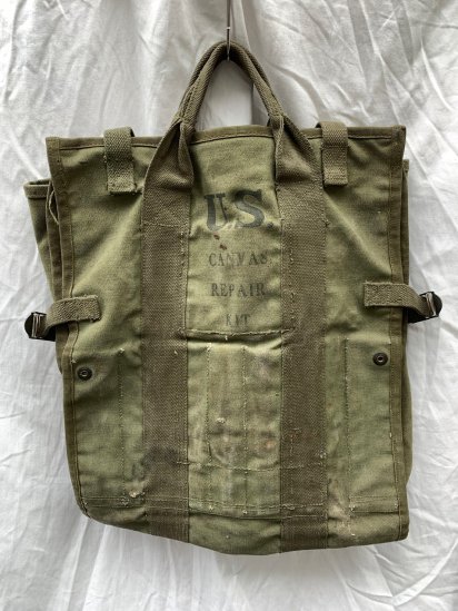 50's Vintage US Army Canvas Repair Kit Bag