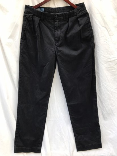 <img class='new_mark_img1' src='https://img.shop-pro.jp/img/new/icons50.gif' style='border:none;display:inline;margin:0px;padding:0px;width:auto;' />90's Old Ralph Lauren 2 Tuck Front Chino Trousers Black (SIZE : approx 34×31) / 1