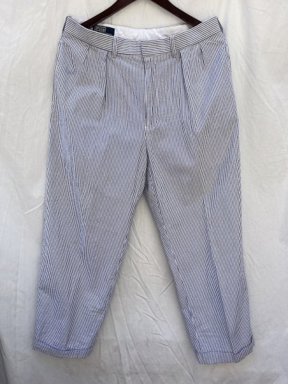 <img class='new_mark_img1' src='https://img.shop-pro.jp/img/new/icons50.gif' style='border:none;display:inline;margin:0px;padding:0px;width:auto;' />Old Ralph Lauren Pleated Front Seersucker Trousers (SIZE : approx 34×28) 