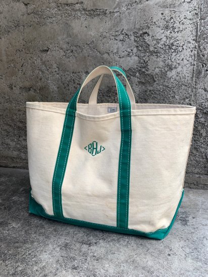 80's Vintage L.L.Bean Boat & Tote Made in U.S.A Green × Natural