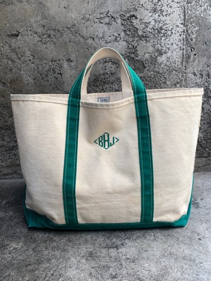 80's Vintage L.L.Bean Boat & Tote Made in U.S.A Green × Natural