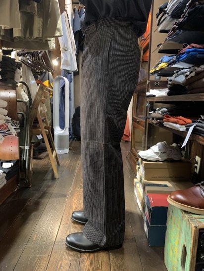 40-50's Vintage Dead Stock French Cotton Stripe Work Trousers