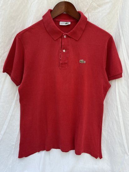 70's Vintage Lacoste Polo Shirts Made in France Red (SIZE : 5