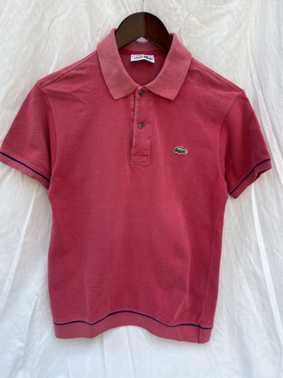 70's Vintage Lacoste Polo Shirts Made in France Deep Pink (SIZE : 3)