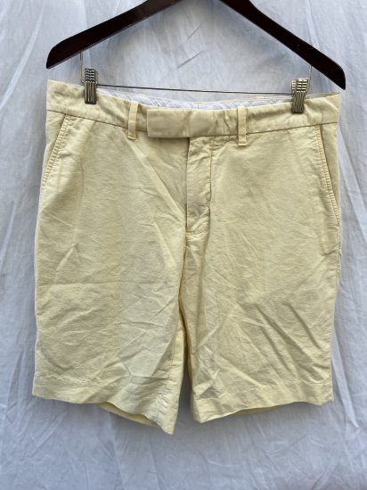 90's Old Ralph Lauren Flat Front Oxford Shorts Yellow (SIZE : approx W35H)