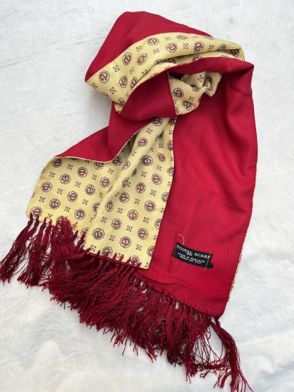Vintage Tootal Rayon Scarf Made in England (Col : Yellow x Red)