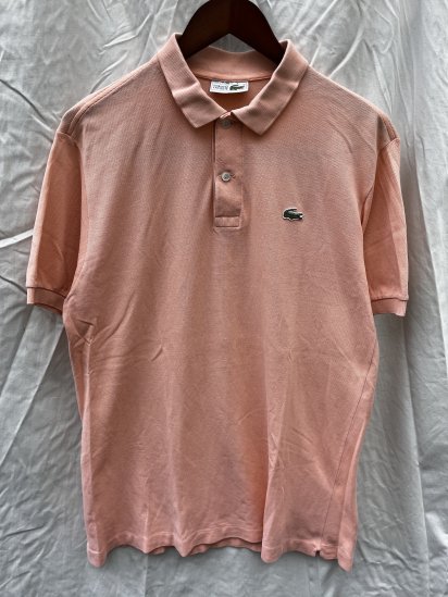 ~90's Vintage Lacoste Moss Stitch Polo Shirts Made in France Sherbet Orange (SIZE : 5)