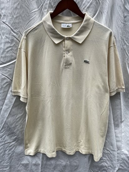 ~90's Vintage Lacoste Moss Stitch Polo Shirts Made in France Light Yellow (SIZE : 8)