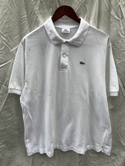 Old Lacoste Moss Stitch Polo Shirts White (SIZE : 7)