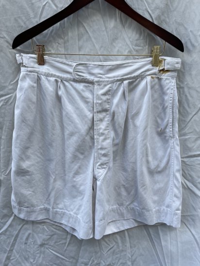 60's Vintage Royal Navy White Drill Tropical Shorts (Size : W34)