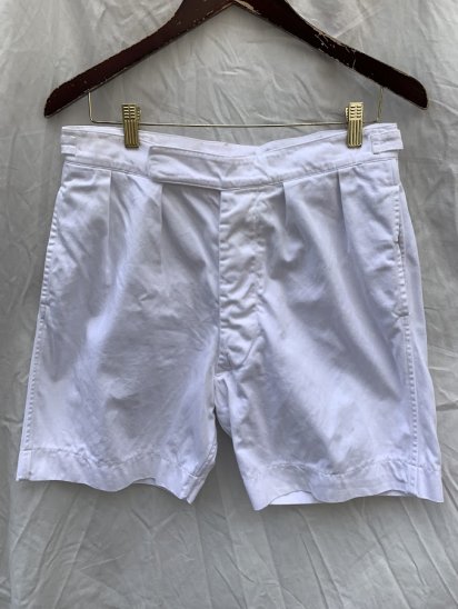 60's Vintage Royal Navy White Drill Tropical Shorts (Size : W32)