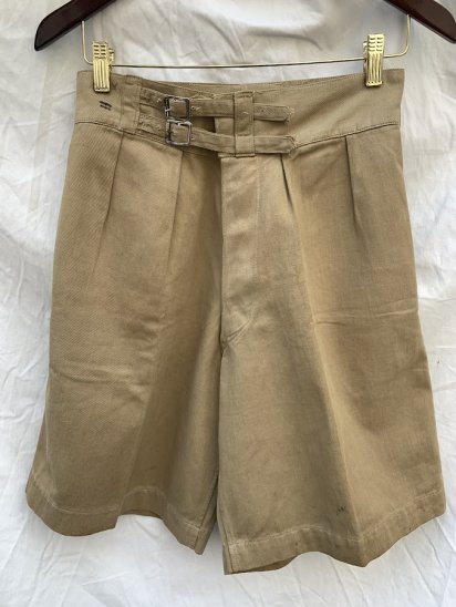 1943 Dated 40's Vintage Biritish Indian Army Khaki Drill Shorts  (Size : W29)
