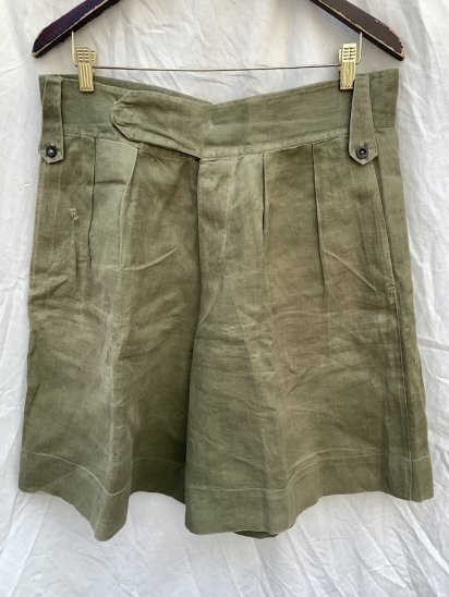 40-50's Vintage Australian Army Green Drill Jungle Shorts (Size : W35)