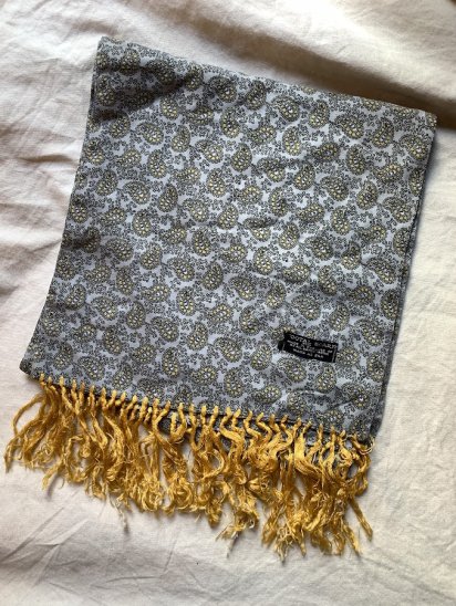 Vintage Tootal Rayon Scarf Made in England (Col : GRY x YLW)