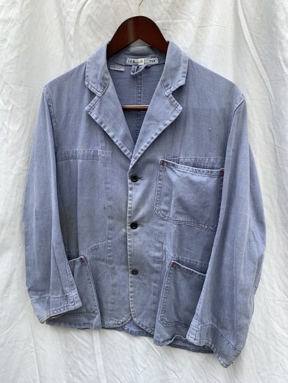 50~60's British Work Blue Drill Jacket (Size : Approx S~M)