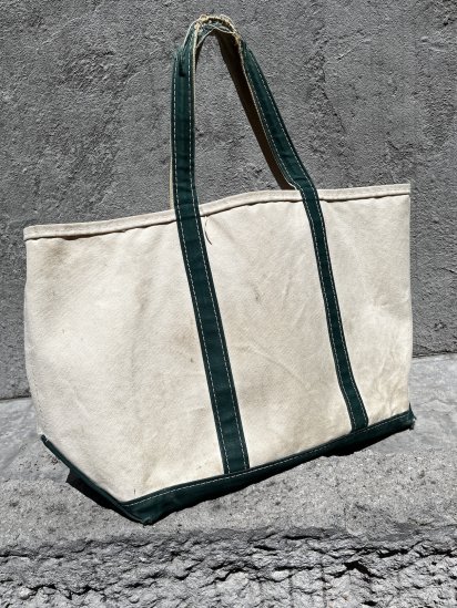 90's Vintage L.L.Bean Boat & Tote Made in U.S.A Green × Natural (Size : L)
