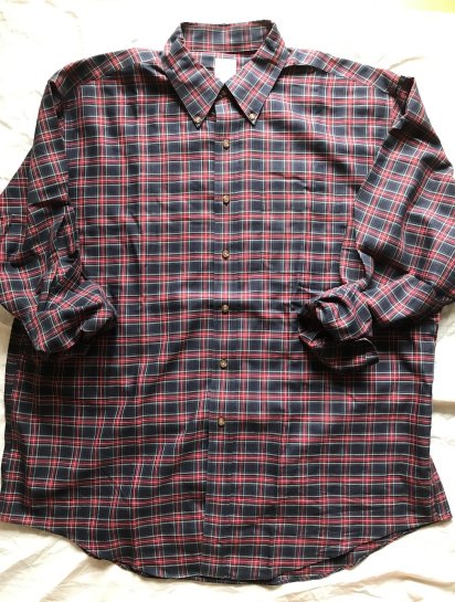 <img class='new_mark_img1' src='https://img.shop-pro.jp/img/new/icons50.gif' style='border:none;display:inline;margin:0px;padding:0px;width:auto;' />00's Old Brooks Brothers Cotton Flannel BD Shirts / Red  Black Madras Check (Size : XL)