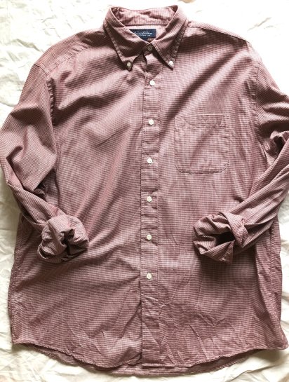 <img class='new_mark_img1' src='https://img.shop-pro.jp/img/new/icons50.gif' style='border:none;display:inline;margin:0px;padding:0px;width:auto;' />00's Old Brooks Brothers Cotton Flannel BD Shirts / Red Hound Tooth Check (Size: L)