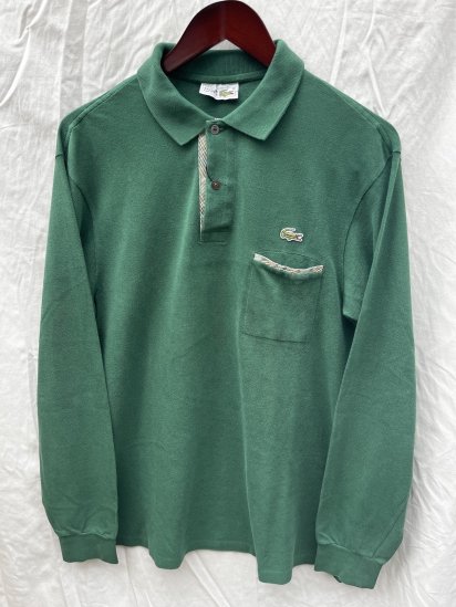 80's Vintage Lacoste L/S Polo Shirts Made in France Green (SIZE : 4)