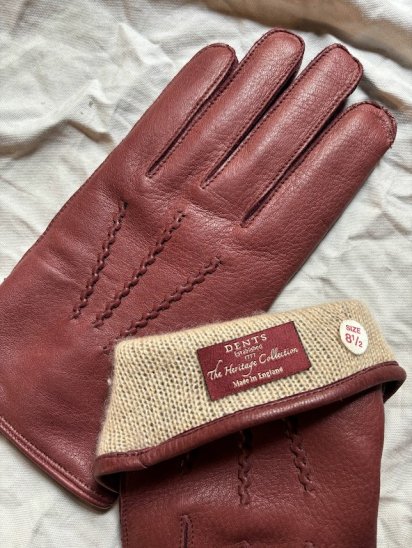 DENTS Sheepskin ×Cashmere Lining Leather Glove Made in England / English Tan x Natural
