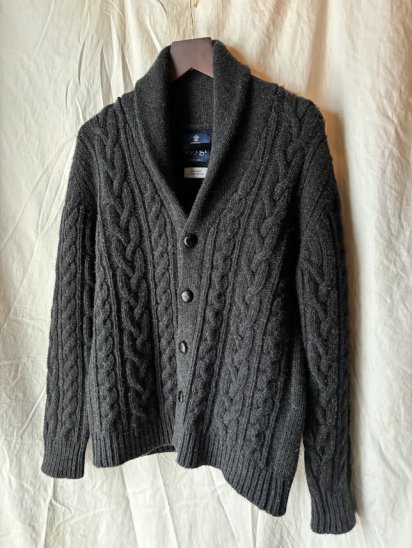 Corgi Knitwear 100% Wool Shawl Collar Cable Sweater Made in Wales , UK 100% (Size : M)