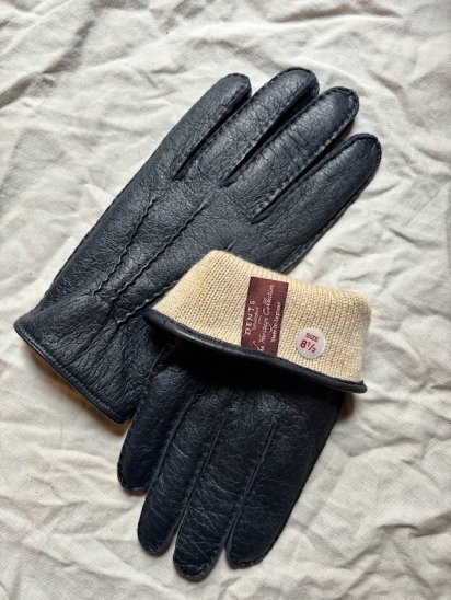 DENTS Made in England Peccary Leather × Cashmere Lining Gloves with Snap Button