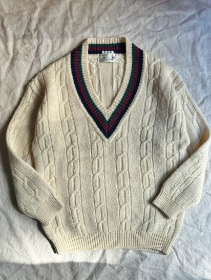 Vintage St.Michael Pure New Wool Cricket Sweater Made in UK (Size : L)