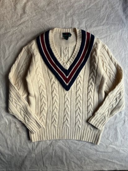 80's Vintage Abercrombie & Fitch Pure New Wool Cricket Sweater (Size : L)