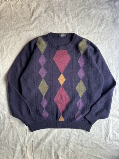 Vintage Jaeger 100% Lamswool Crew Neck Argyle Sweater Made in Great Britain (Size : M)