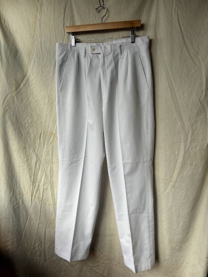 90's Vintage Swedish Army P/C White Trousers (Size : W90×L81)