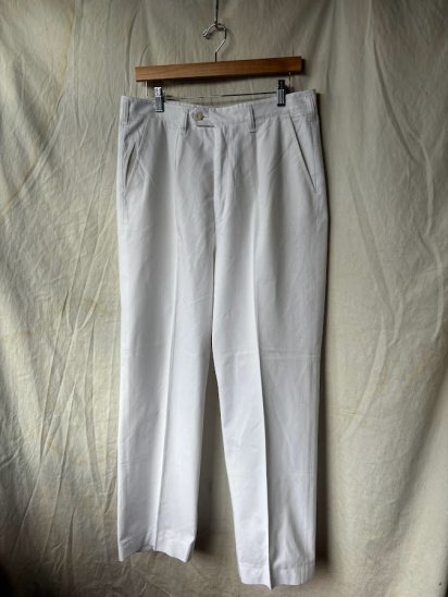 80's Vintage Swedish Army P/C White Trousers (Size : W84×L76)