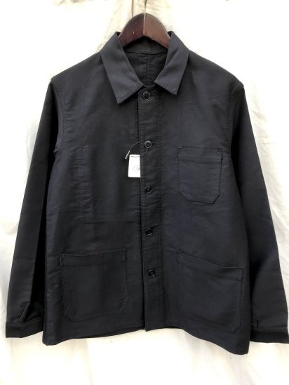 60-70's Vintage Dead Stock Barbe Bleue Black Moleskin Jacket (Size : FR 48)  - ILLMINATE Official Online Shop