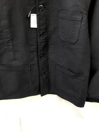 60-70's Vintage Dead Stock Barbe Bleue Black Moleskin Jacket