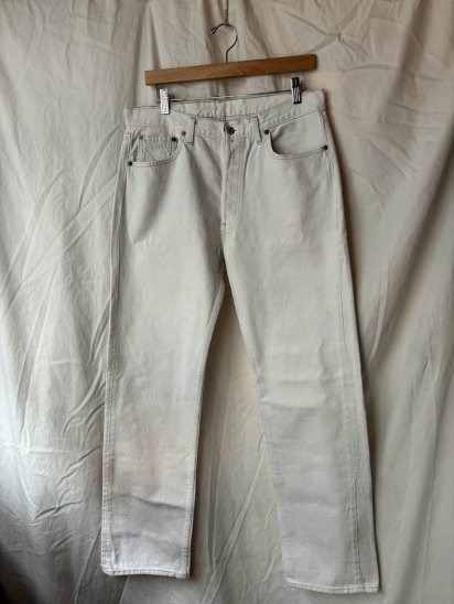 Old Levi's 501 White Denim Made in USA (Size : 34 x 32)