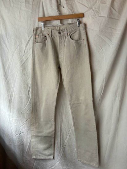 Old Levi's 501 White Denim Made in France (Size : approx 33 x 35)