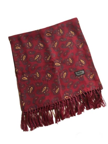 <img class='new_mark_img1' src='https://img.shop-pro.jp/img/new/icons50.gif' style='border:none;display:inline;margin:0px;padding:0px;width:auto;' />Vintage Tootal Rayon Scarf Made in England / Burguandy