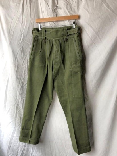 50's Vintage Australian Army Green Drill Trousers ( Size : 32 x 29)
