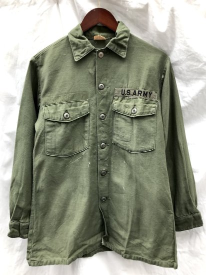 <img class='new_mark_img1' src='https://img.shop-pro.jp/img/new/icons50.gif' style='border:none;display:inline;margin:0px;padding:0px;width:auto;' />60-70's Vintage US Army OG-107 Cotton Sateen Utility Shirts With Patch / 5