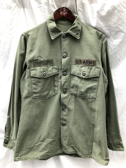 60-70's Vintage US Army OG-107 Cotton Sateen Utility Shirts With Patch / 6