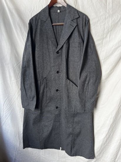 Dead Stock ~50's Vintage French Work Salt & Pepper Black Chambray Atelier Coat / 3 (Size : 46)