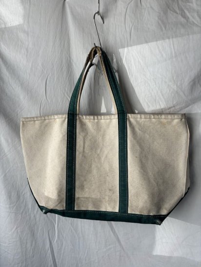 90's Vintage L.L.Bean Boat & Tote Made in U.S.A Green  Natural (Size : L)