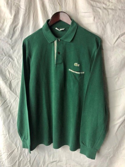 80's Vintage Lacoste L/S Polo Shirt Made in France(SIZE : 4) / Green