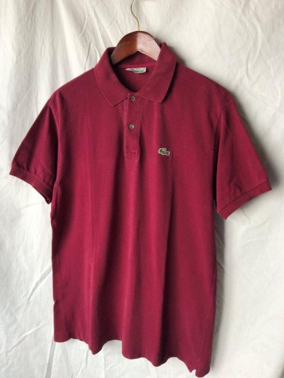 80's Vintage Lacoste Moss Stitch Polo Shirt Made in France (SIZE : 6) / Bordeaux