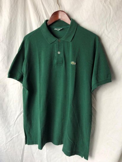 70's Vintage Lacoste Moss Stitch Polo Shirt Made in France (SIZE : approx XL) / Moss Green